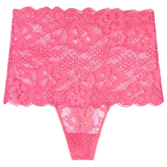 VS High-Waist Thong Rose Floral Lace NWT Scalloped Edges Sexy Romantic Gorgeous - Picture 12 of 16